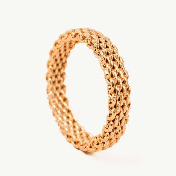 Tiffany Somerset Mesh Ring 18K Yellow Gold Au 750 - Picture 1 of 4